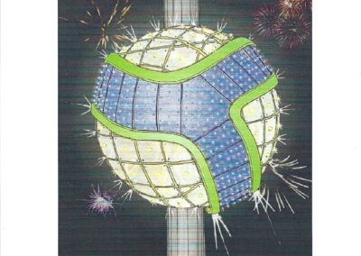 Promotional poster for first night pittsburgh 2007 featuring an illustration of a celebratory globe with fireworks in the background, dated june 22, 2006.